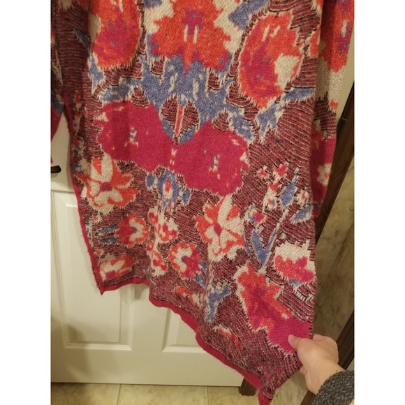 NWT Zara S red floral jacquard tunic long sweater oversize - Picture 6 of 14